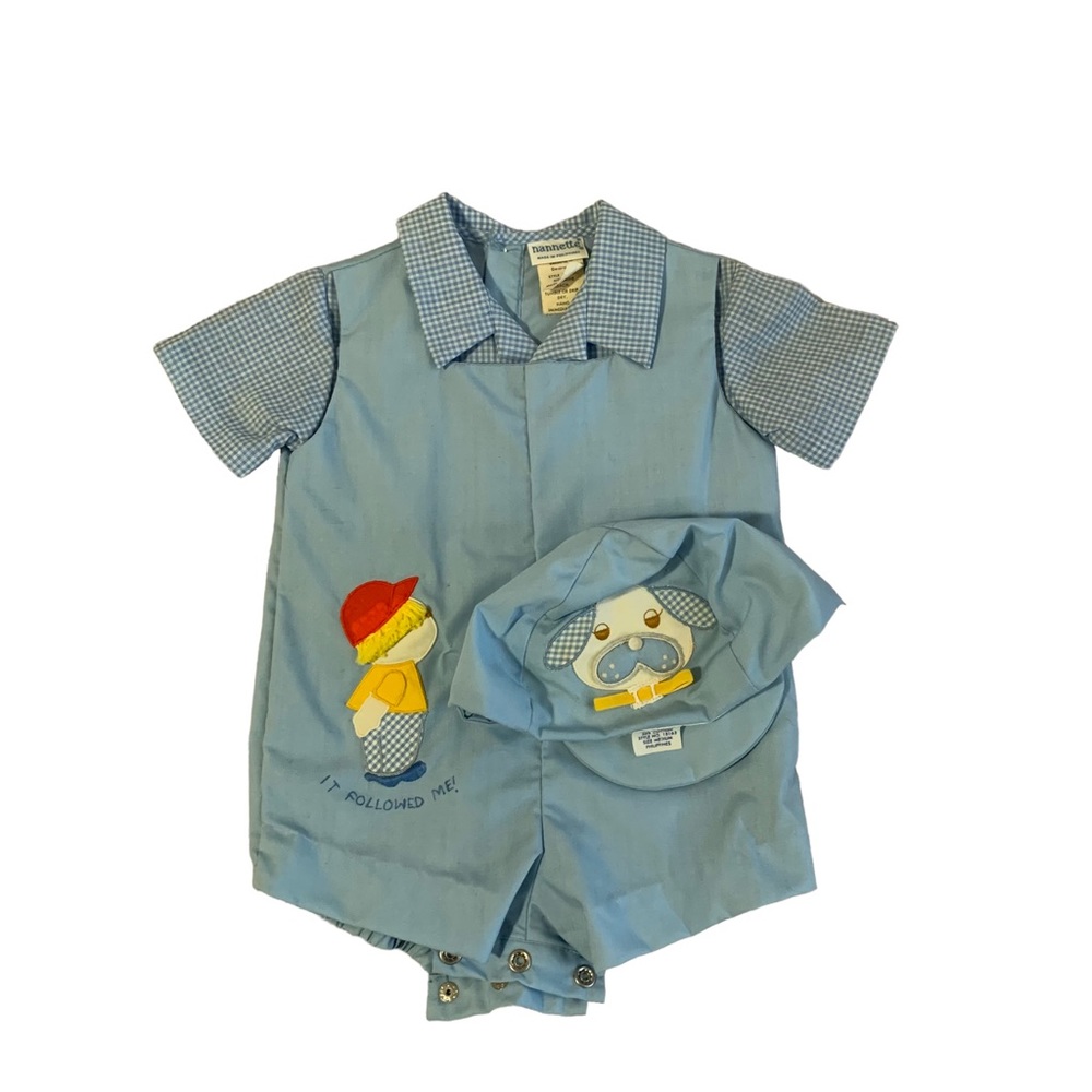 NWT VTG Nannette Baby Boy Romper Hat Two Piece